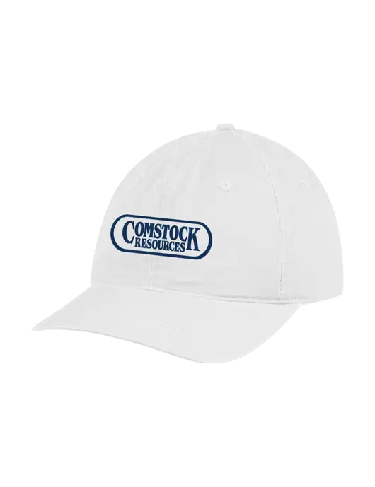 Garment Washed Unstructured Twill White Cap w/Comstock Resources Logo