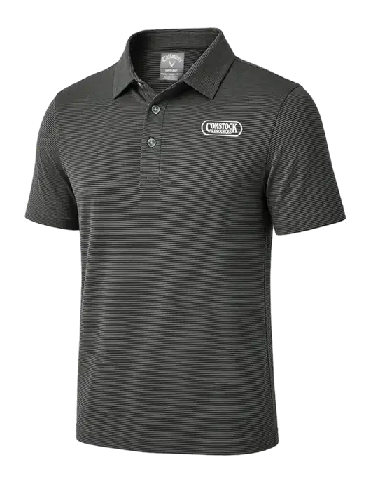 Callaway Black Fine Line Stripe Polo w/Comstock Resources Logo