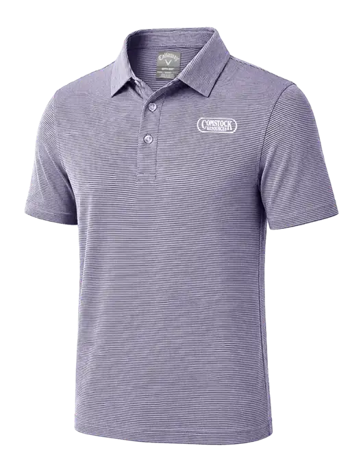 Callaway Navy Fine Line Stripe Polo w/Comstock Resources Logo