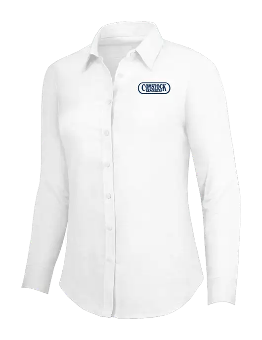White Womens SuperPro Oxford Shirt w/Comstock Resources Logo
