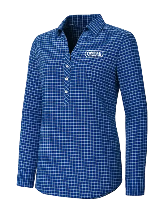 Womens Navy/White City Stretch Shirt w/Comstock Resources Logo