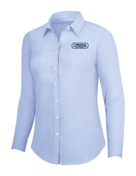 Light Blue Womens SuperPro Oxford Shirt w/Comstock Resources Logo