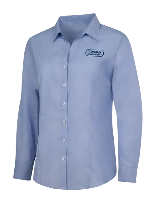 Light Slate Blue Womens Crosshatch Easy Care Shirt w/Comstock Resources Logo