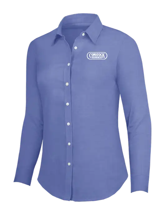 Navy Womens SuperPro Oxford Shirt w/Comstock Resources Logo