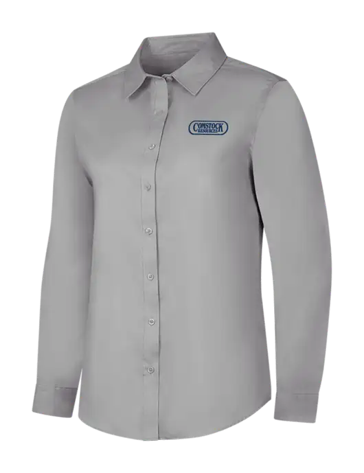 Light Grey Womens Long Sleeve Superpro React Twill Shirt w/Comstock Resources Logo