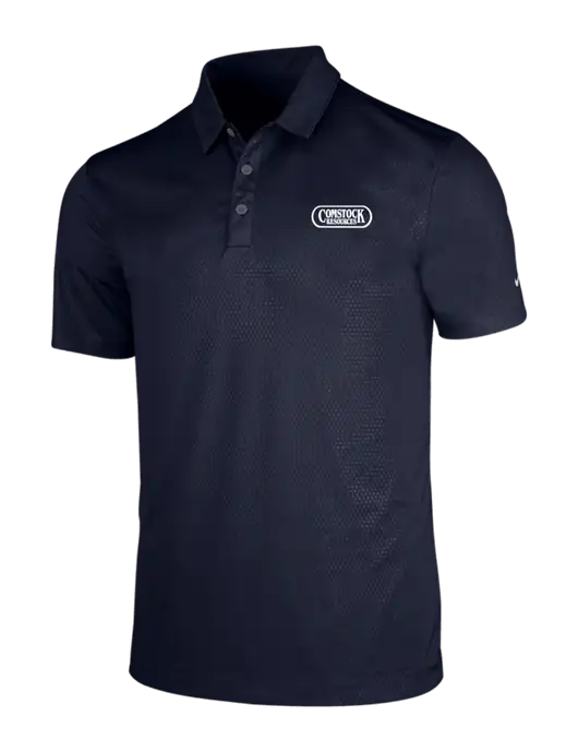 NIKE Dark Navy Dri-Fit Embossed Tri-Blade Polo w/Comstock Resources Logo