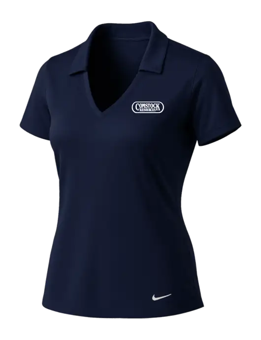 NIKE Dark Navy Womens Dri-Fit Vertical Mesh Polo w/Comstock Resources Logo