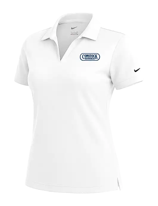 NIKE White Womens Dri-Fit Micro Pique Polo w/Comstock Resources Logo