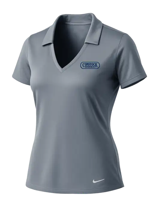 NIKE Medium Grey Womens Dri-Fit Vertical Mesh Polo w/Comstock Resources Logo
