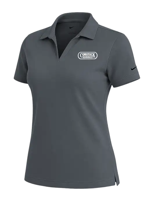 NIKE Dark Grey Womens Dri-Fit Micro Pique Polo w/Comstock Resources Logo