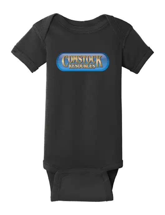 Rabbit Skins Black Infant Short Sleeve Baby Rib Bodysuit w/Comstock Resources Logo