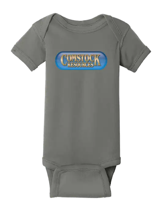 Rabbit Skins Charcoal Infant Short Sleeve Baby Rib Bodysuit w/Comstock Resources Logo
