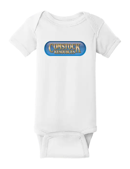 Rabbit Skins White Infant Short Sleeve Baby Rib Bodysuit w/Comstock Resources Logo