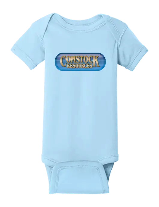 Rabbit Skins Light Blue Infant Short Sleeve Baby Rib Bodysuit w/Comstock Resources Logo