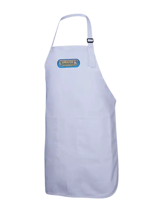 Full-Length White Apron With Pockets w/Comstock Resources Logo