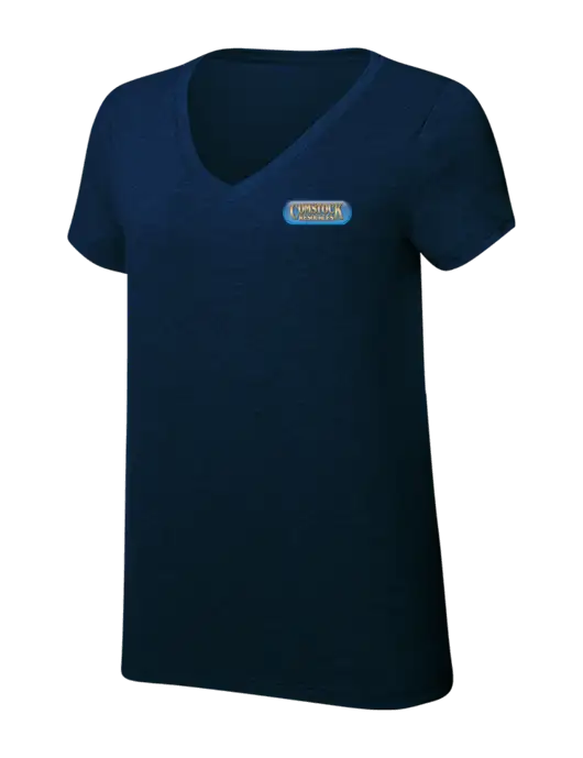 Womens Simply Soft V-Neck New Navy 4.5oz  Poly/Combed Ring Spun Cotton T-Shirt w/Comstock Resources Logo