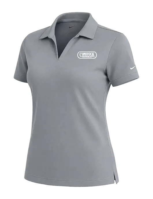 NIKE Medium Grey Womens Dri-Fit Micro Pique Polo w/Comstock Resources Logo