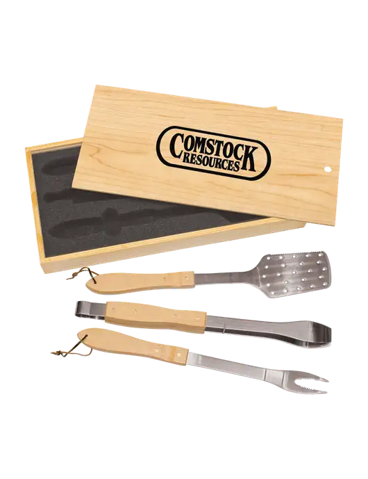 Wood BBQ Gift Set w/Comstock Resources Logo
