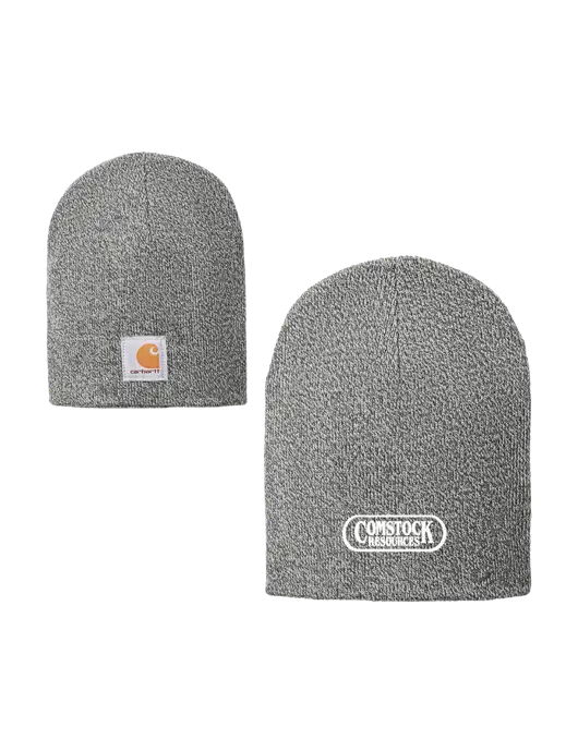 Carhartt Medium Grey Heather Acrylic Knit Hat w/Comstock Resources Logo