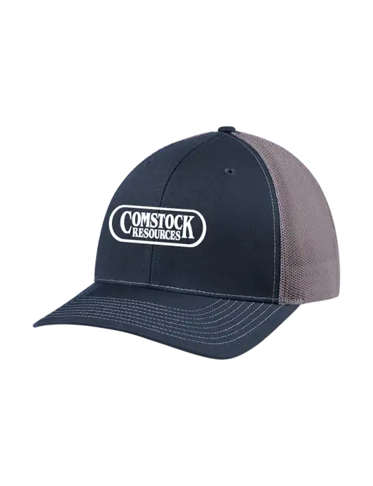 Richardson Adjustable Snapback Original 112 Trucker Cap Navy w/Charcoal Mesh w/Comstock Resources Logo
