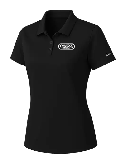 Nike Womens Black Dry Essential Solid Polo w/Comstock Resources Logo