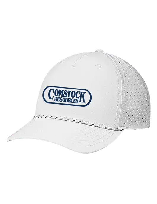 Richardson Laser Perf Performance White/White-Black Rope Cap w/Comstock Resources Logo