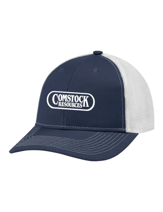 Snapback Ponytail Trucker Cap Navy w/White Mesh w/Comstock Resources Logo