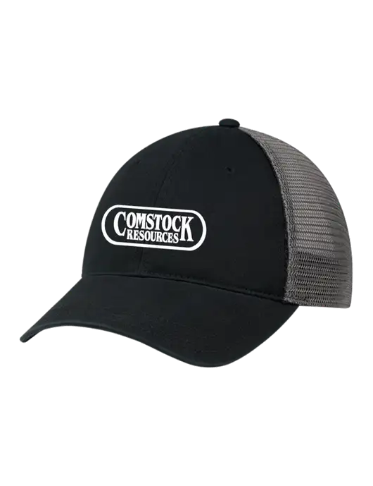 Richardson 111 Garment Washed Trucker Cap Black w/Charcoal Mesh w/Comstock Resources Logo