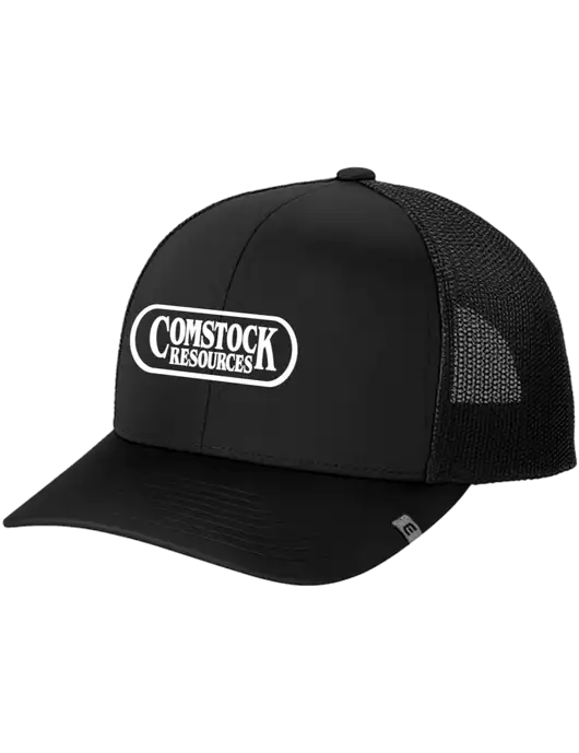 TravisMathew Black Cruz Trucker Cap w/Comstock Resources Logo