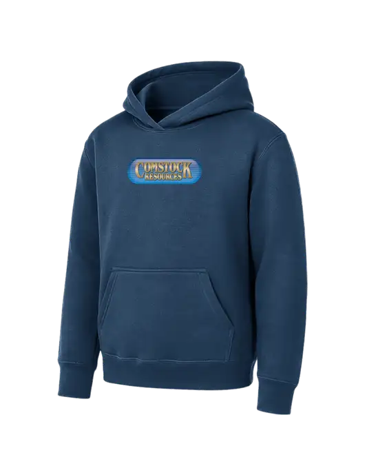 Youth Navy 7.8 oz Pullover Hooded Sweatshirt w/Comstock Resources Logo